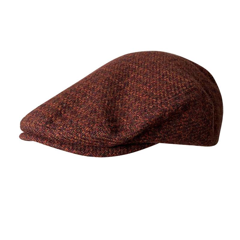 Gent Tweed Retro Big Size 60cm Newsboy Caps Men Autumn Woolen Striped Checkered Forward Hat Herringbone Flat Top Detective Beret