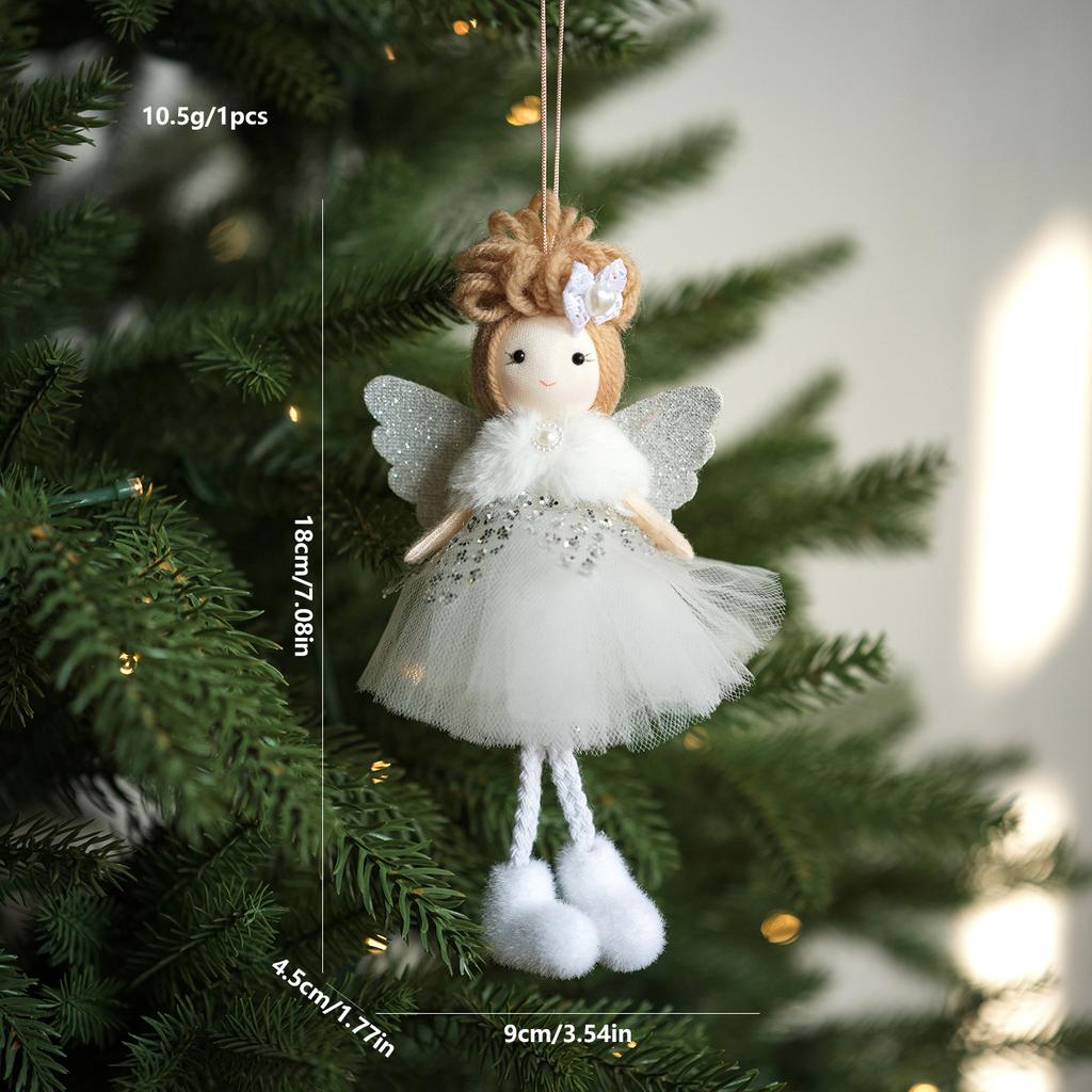 Sitting Elf Doll Angel Pendant Cute Little Girl Christmas Tree Ornaments Hanging Decorations Kids Children Day Gift