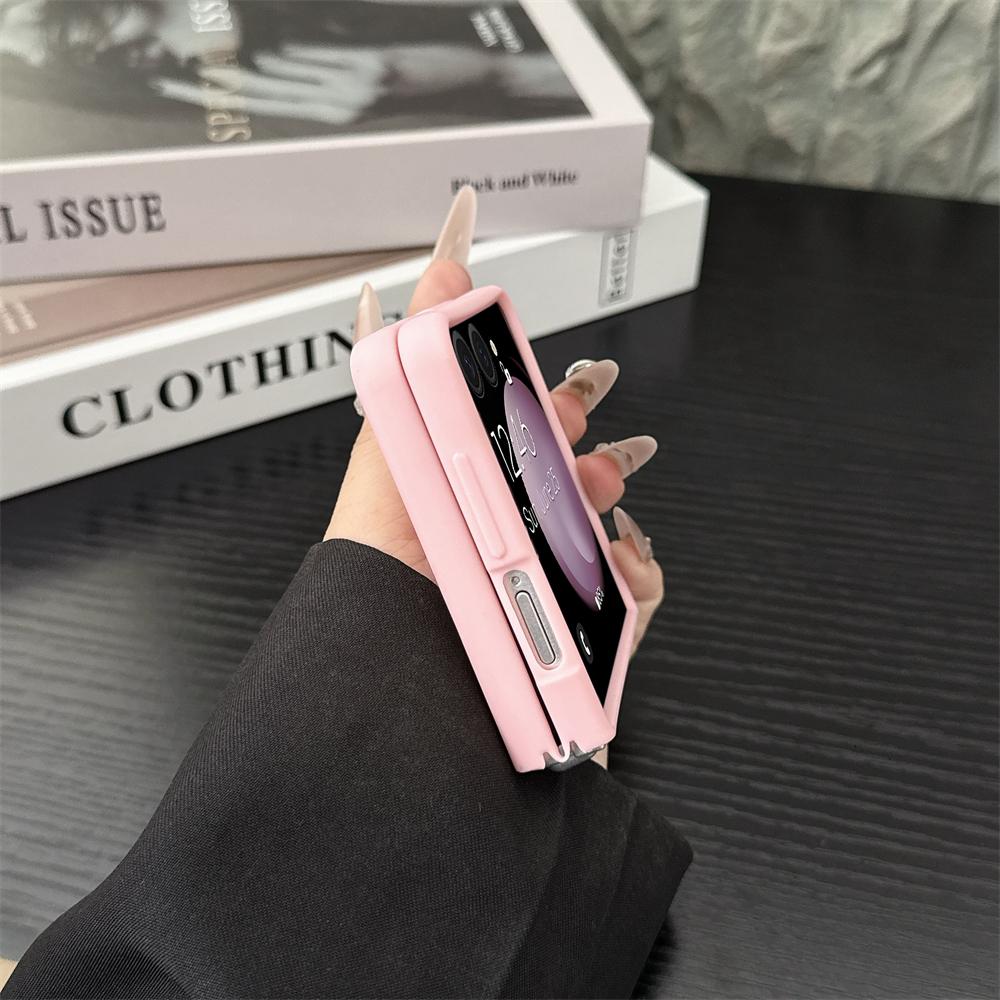 For Magsafe Magnetic Bracket Phone Case Texture PU Leather for Samsung Galaxy Z Flip 7 6 5 4 3 5G Hard Shell Shockproof Cover