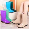 rain shoes women's waterproof and non-slip water shoes medium tube high rain boots adult cotton warm work half bucket shoes