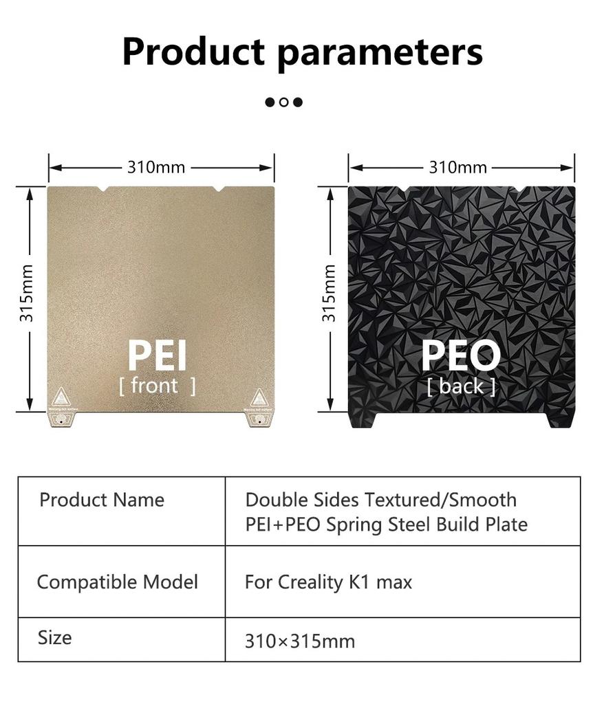 For Creality K1/K1C/K1 SE Build Plate Texture Pei Spring Steel 310x315mm K1 Max PEO Sheet 235x235 For Ender 3 KE/Ender3 V3 SE