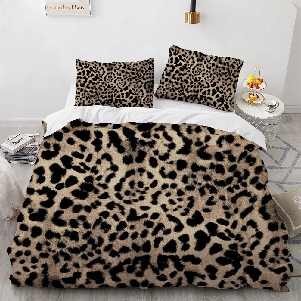 Comforter 3D Print Animal Skin Bedding Sets Queen Set King Sze Leopard Home Textile 100% Polyester Duvet&2Pcs