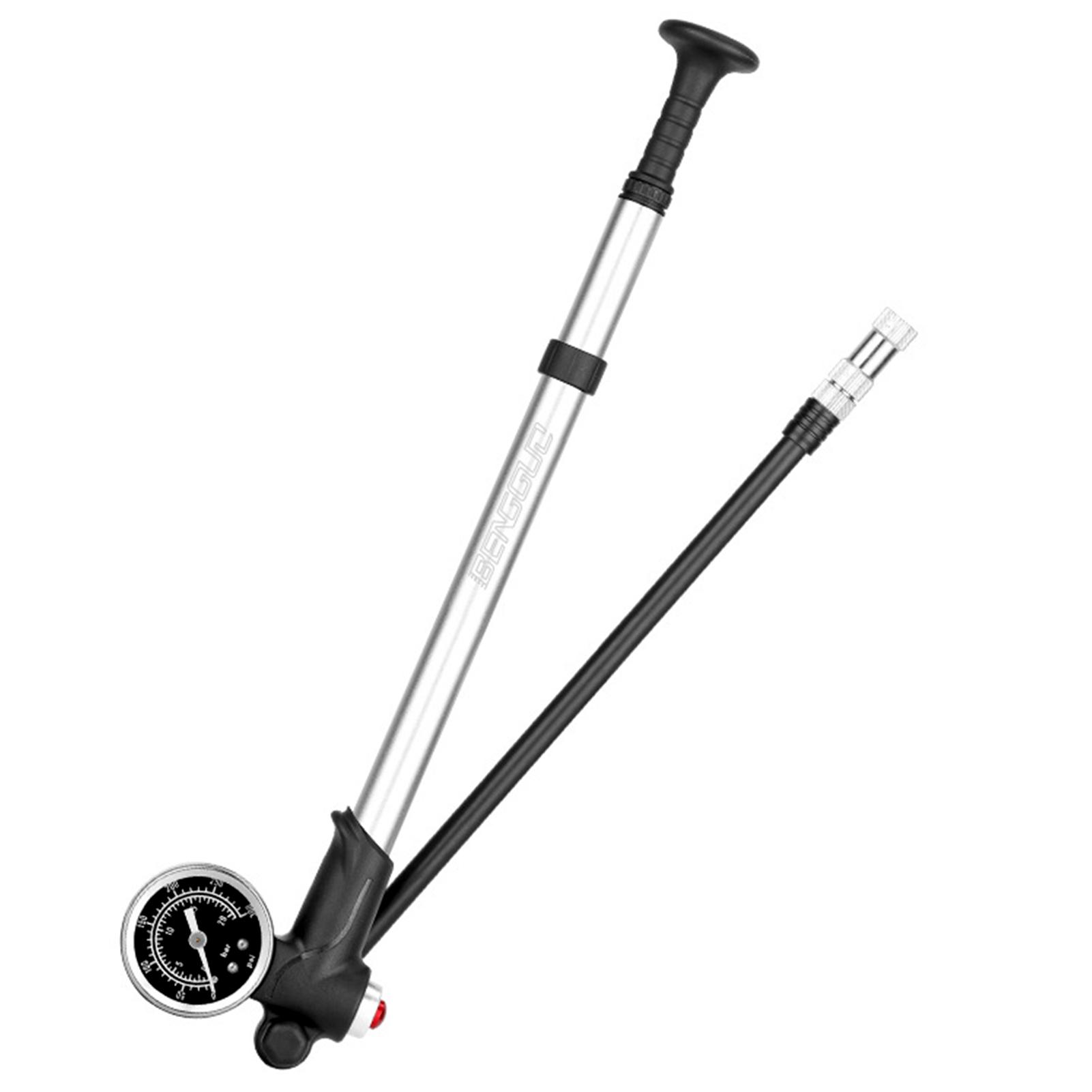 

Велосипедный амортизатор с манометром 300PSI, воздушный насос для накачивания шин высокого давления для велосипеда L серебряный