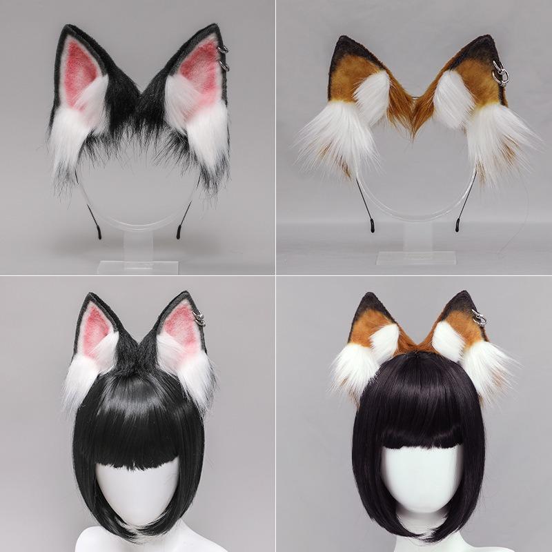 Handmade Simulation Sweet Cool Yk Animal Ears Headband Accessories Internet Celebrity Live Show Props Husky Dog Ears Headgear