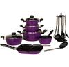 Karl Kruger Cast Aluminum Cookware Set, Purple, 17 Pieces