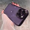 Luxury Plating Bumper Silicon Clear Case For iPhone 16 15 14 13 11 12 Pro Max Mini XR X XS Plus Purple Soft Shockproof Cover