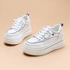 Białe buty na grubej podeszwie dla kobiet, Wiosenne sportowe buty codzienne, Uniwersalne płaskie buty podwyższające dla kobiet