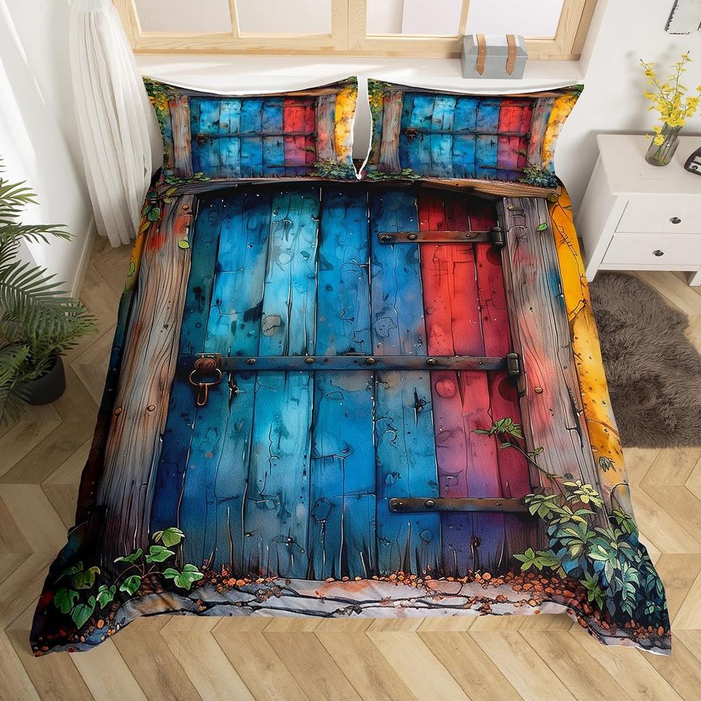 Door Duvet Cover Sets For Kids Adults Queen King Twin Size Lightweight Down Room Decor 2 Pillowcases 1 Comforter Cover No Quilt