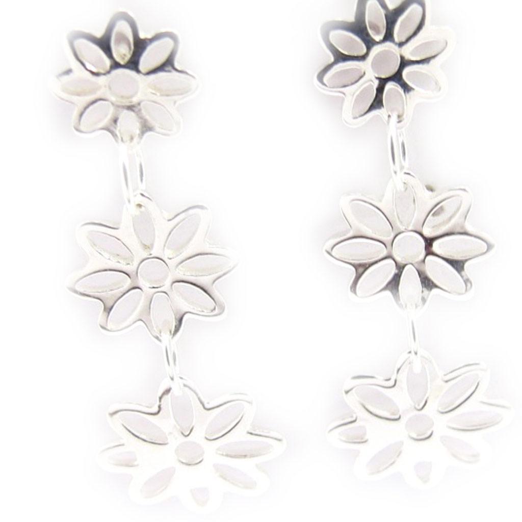 Les Trésors De Lily [K5154] - Silver 'Flora' Earrings Silver - 30x11 Mm