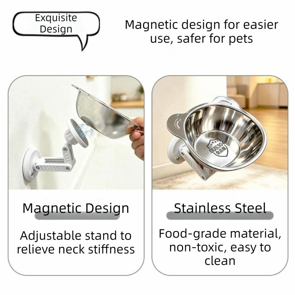Height Adjustable Magnetic Cat Bowl Space Saving Cat Food Bowl Cervical Spine Bowl  Pet Feeding