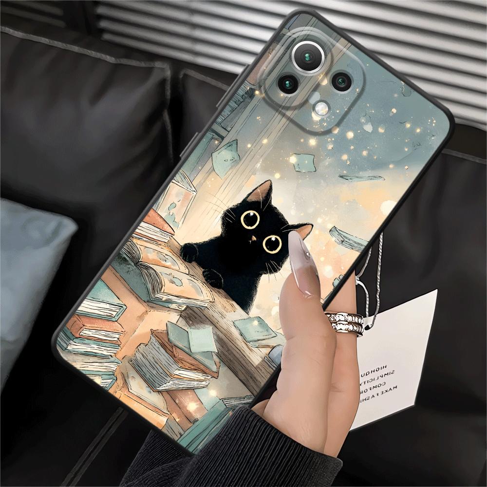 Funda Phone Cover Case for Xiaomi Mi 12 11T 10T 12T Pro 11 12X 13 Lite 14 Cartoon Black Cat