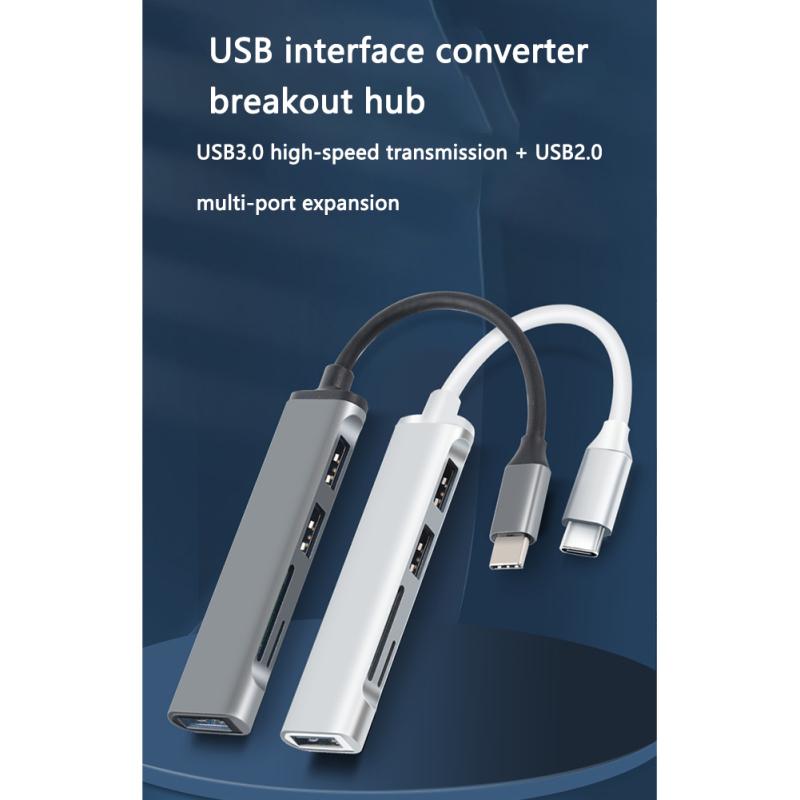 5-in-1 Usb 3.0 Extender Splitter Multi-port Type-c Hub Aluminum Alloy Docking Station Computer