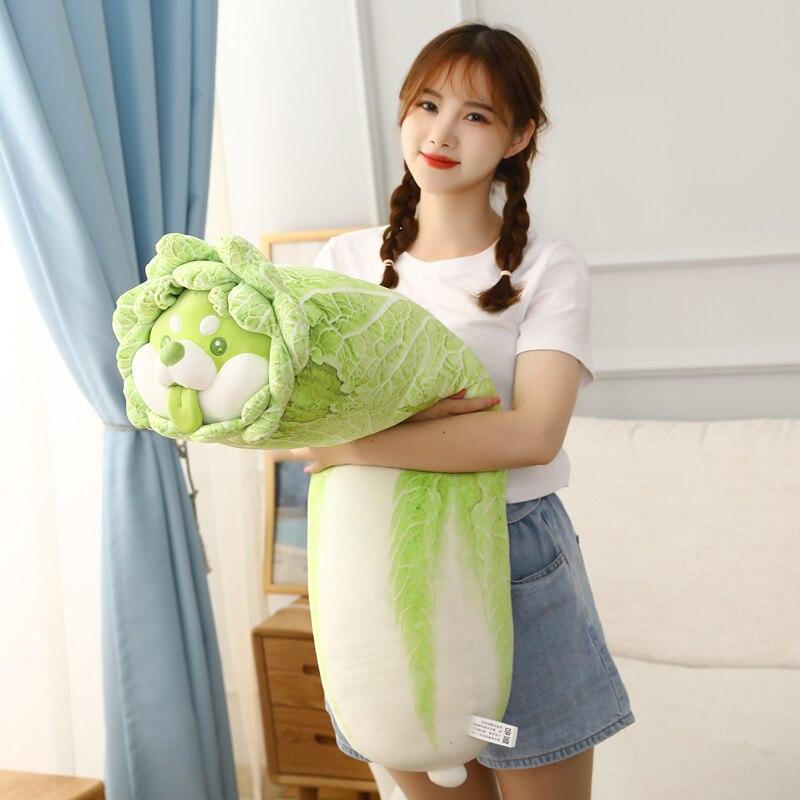 40 -90cm Creative Green &White Chinese Cabbage Dog Plush Toy Soft Cartoon Vegetable Plants Stuffed Doll Comfortable Pillow Gifts