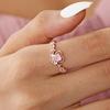 Korean CZ Sweet Crystal Zircon Heart Ring For Women Exquisite Shell Flower Opening Finger Rings Girls Princess Wedding Jewelry