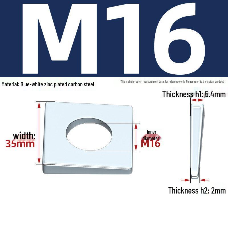 GB852 Blackened Square Bevel Washer for I-beam M6/M8/M20/M24/M30