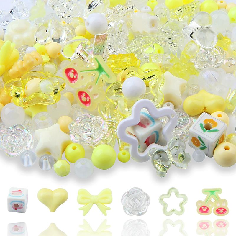 

WTEMPO Wedding/Valentine s Day/Easter/Birthday Acrylic DIY Handcrafted Mobile Phone Chains Making Materials Beaded Necklace/Bracelet Woven Accessories 2set жёлтый