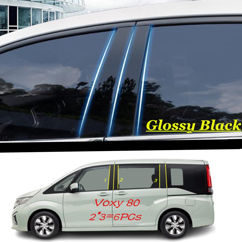 Car TPU/Glossy Mirror Pillar Post Cover Door Trim Window Molding Sticker Accessories For Toyota Noah/Voxy 80/Esquire 2014+