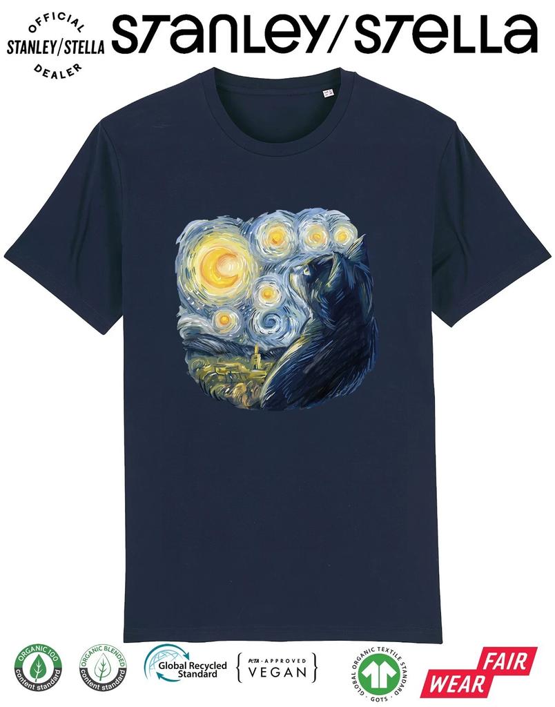 Tričko s kočkou Van Gogh Vtipné Dětské Umělec Domácí mazlíček Dárek / Bavlna