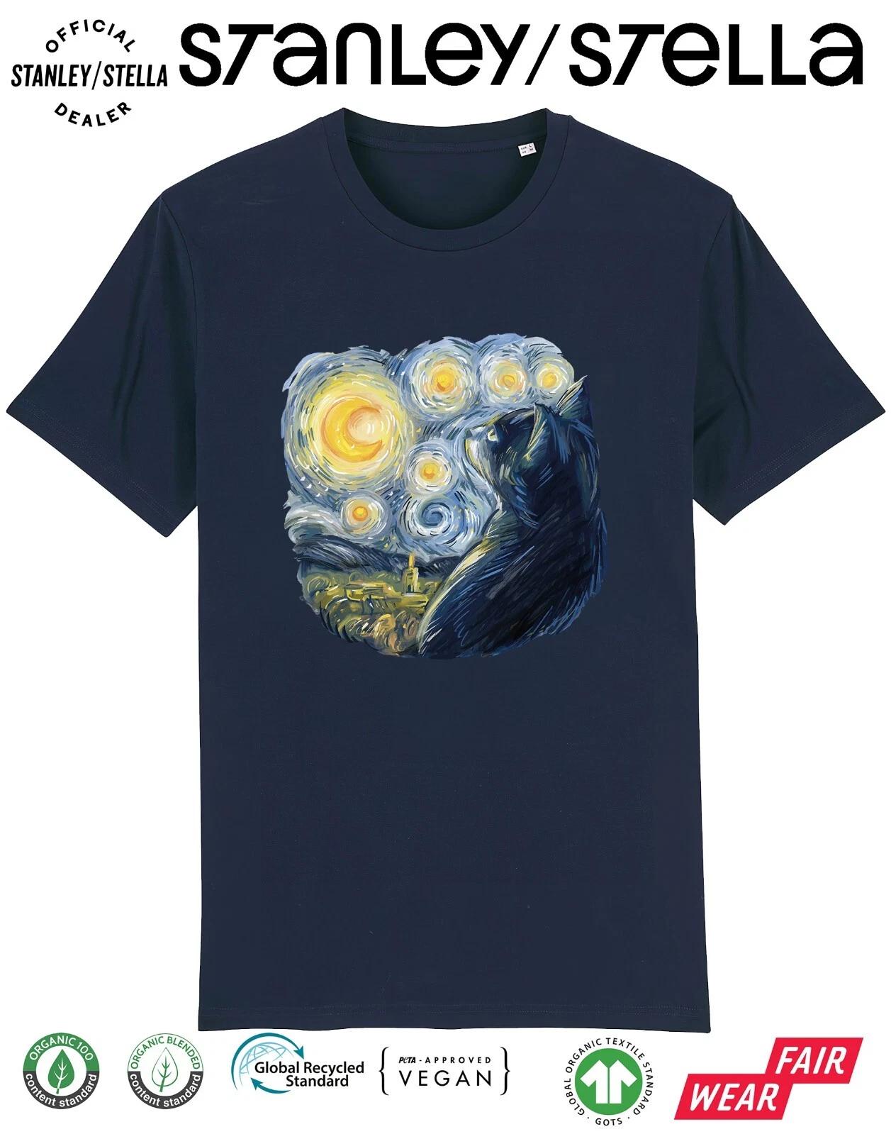 Футболка с кошкой Ван Гога Смешная Детская Художник Питомец Подарок / Хлопок 120