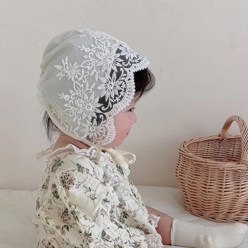 

Lace Flower Baby Sun Hat - Embroidered Mesh Breathable Beanie for Newborn Girls, Summer Photography Prop & Outdoor Cap Size fits all&lace белый