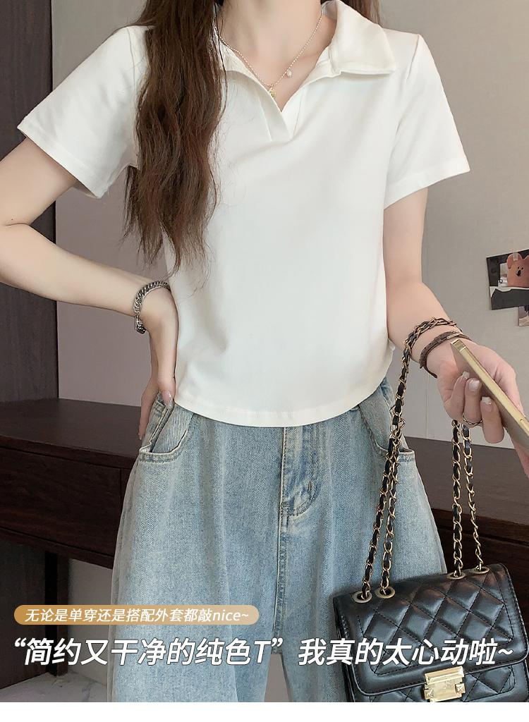 High end small lapel short-sleeved women's T-shirt