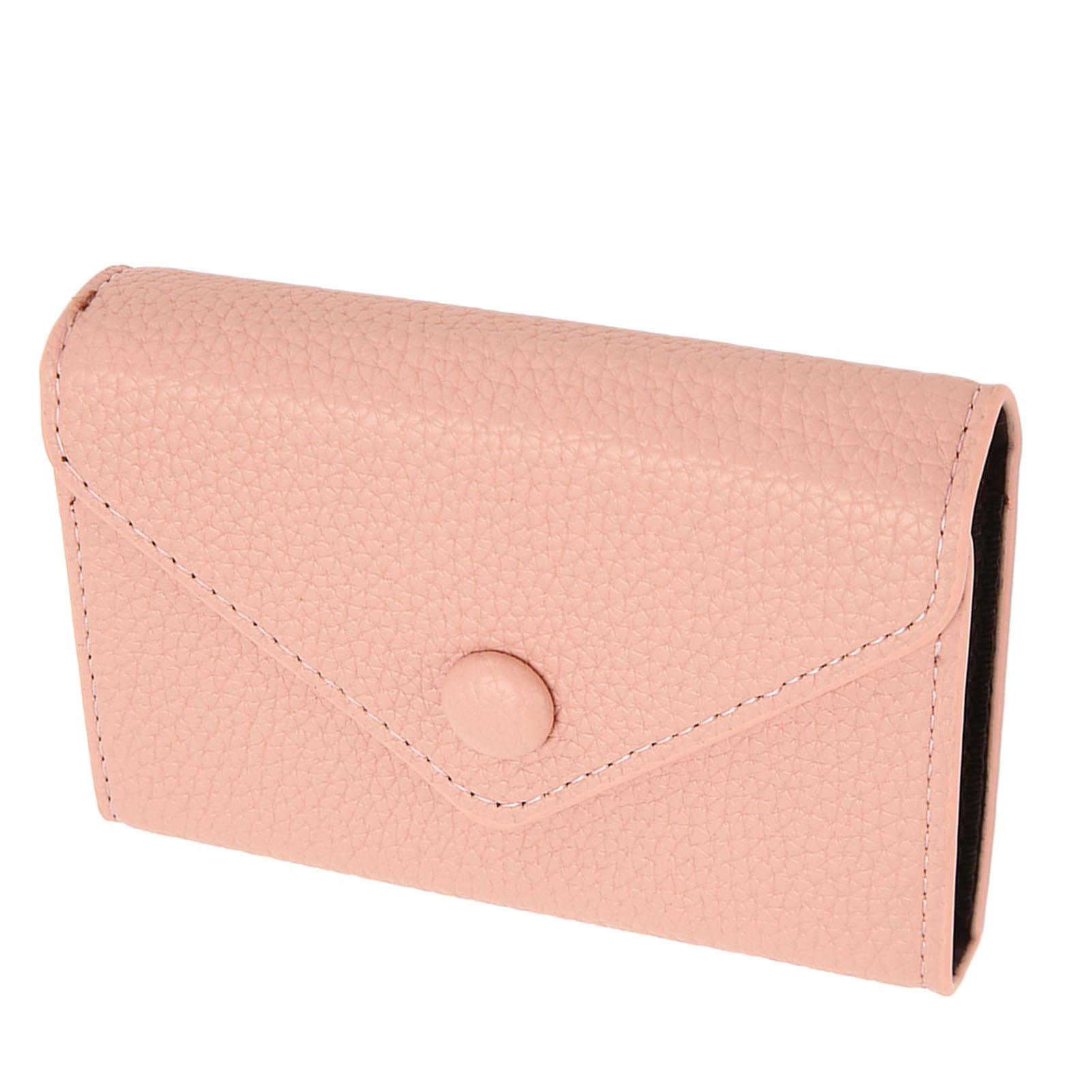 

Женский чехол для карт из мягкой искусственной кожи, кошелек для карт с RFID-держателем для кредитных карт, небольшой портативный чехол для карт розовый