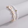 2 PCS Beach Vacation Style Fashion Imitation Pearl Shell Beaded Elastic Rope Bracelet Couple Jewelry Gift