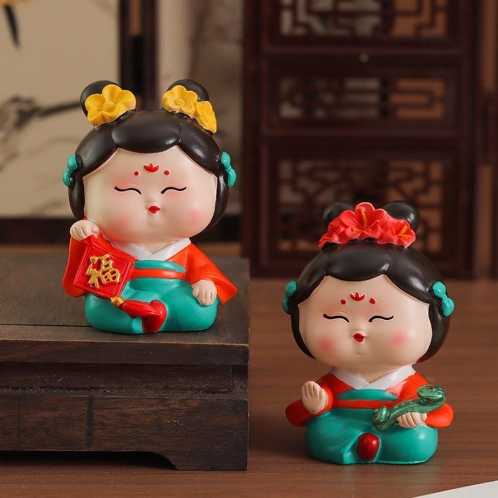 Resin Car Cute Doll Ornament Art Craft Tang Dynasty Woman Figurine  Cabinet