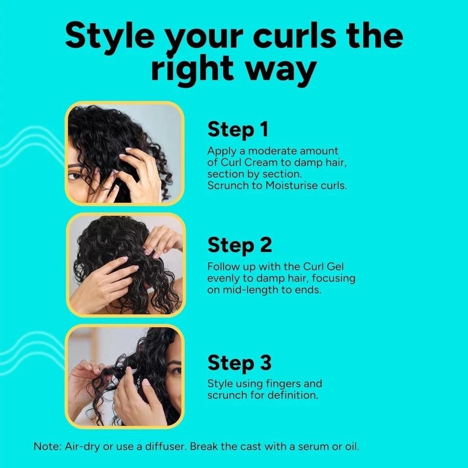 Arata Curl Styling Combo (Mini) - Curl Cream (50ml) + Gel (50ml) For Dry, Frizzy