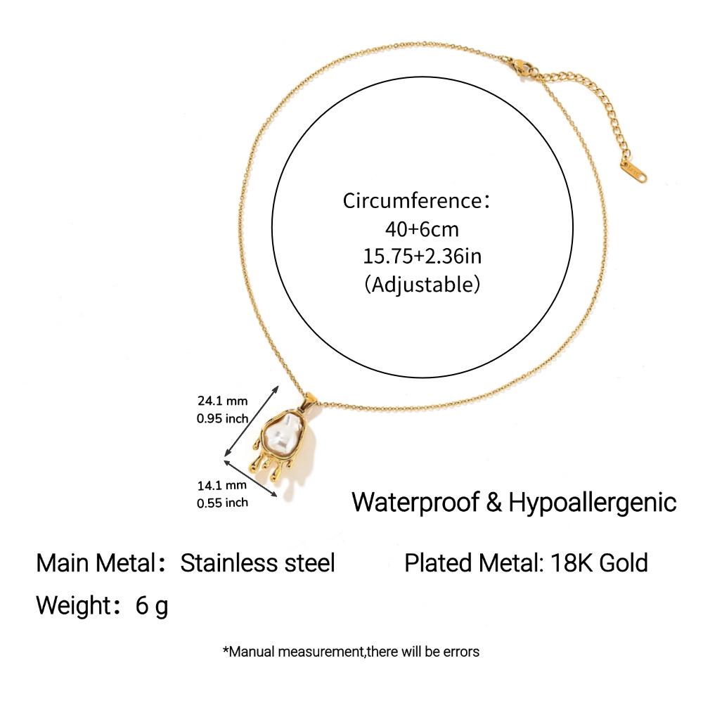 Женское ожерелье Yingtai из нержавеющей стали с имитацией жемчуга и вакуумным напылением 18-каратного золота