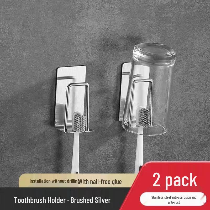 LIEI 304 Stainless Steel Suction Cup Wall-Mounted Toothbrush Holder