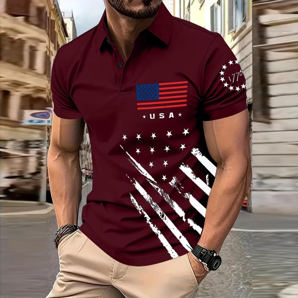 Men's  Golf Shirt Casual Sports V Neck Ribbed  Collar Short Sleeve Fashion Casual Solid Color Plain Spring & Summer Regular Fit