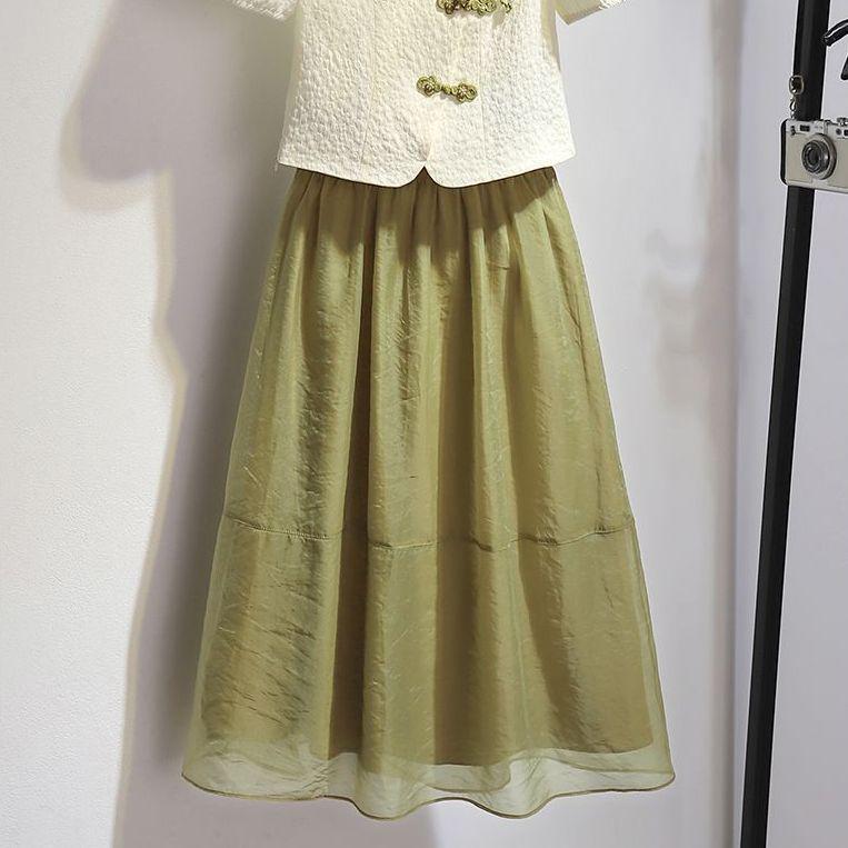 

2026 New Summer Fresh Green Women s Age-Reducing Dress Set S (80-100 Jin)