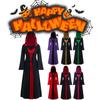 Halloween Lady Witch Hooded Loose Skirt V Neck Long Sleeves Performance Costume