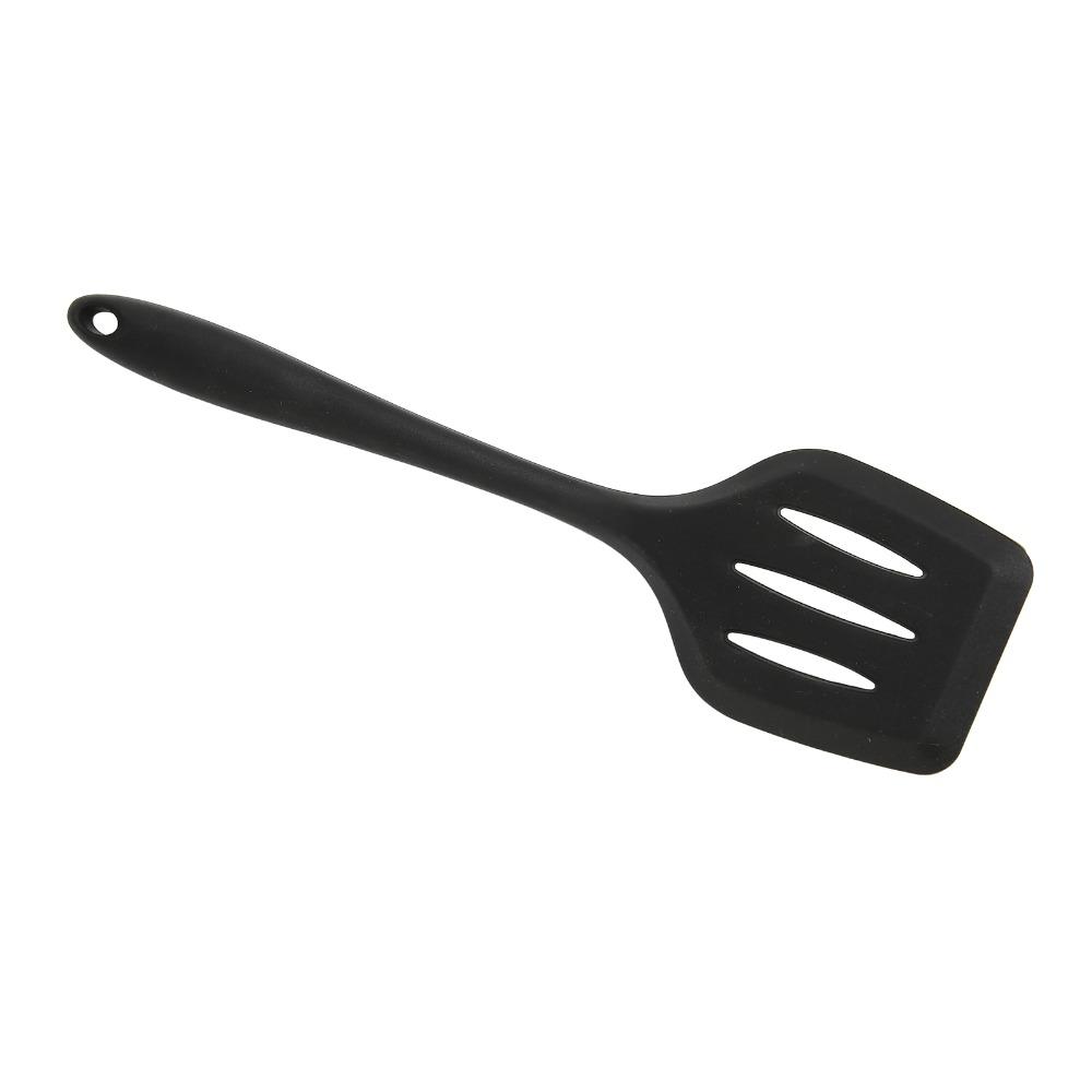 3PCS Heat Resistance Silicone Spatula Odorless Food Grade Slotted Turner Multifunctional Black Slotted Spatula Non Stick Pans