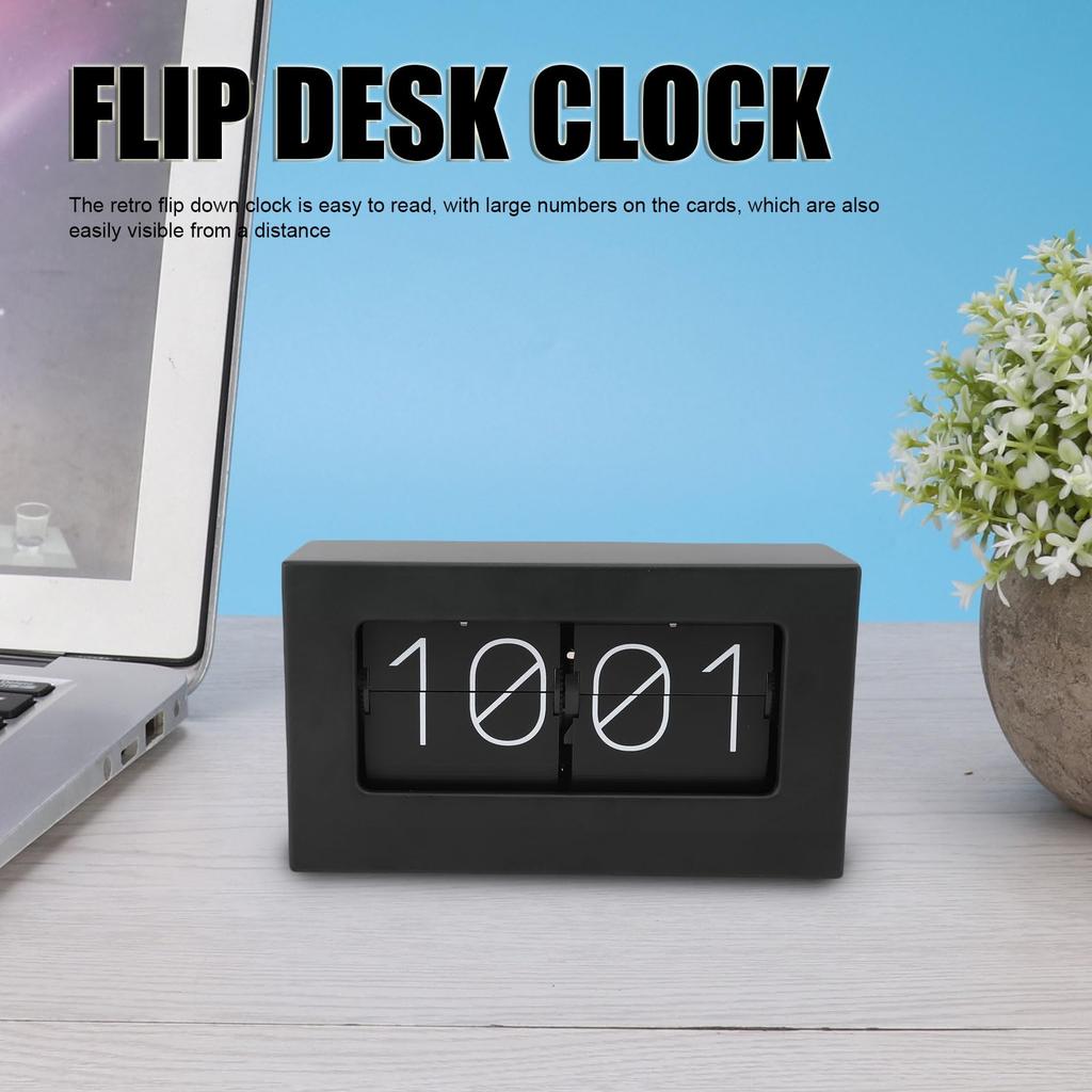Asixxsix Flip Desk Clock, Retro Style Flip Clock, Automatic Rotating Vintage Flip, Classic Mechanical Battery Powered Digital Display, Desktop & Wall