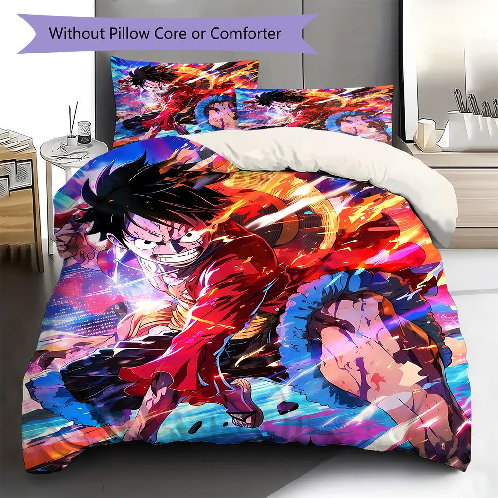 Luffy Pattern Bedding Quilt Set Quilt Cover Pillowcase Home Decoration Gift (1 * duvet cover + 2 * pillowcase, without core)