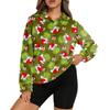 Women's Stand Collar Pullover Long Sleeve Top Christmas Print Sports Top
