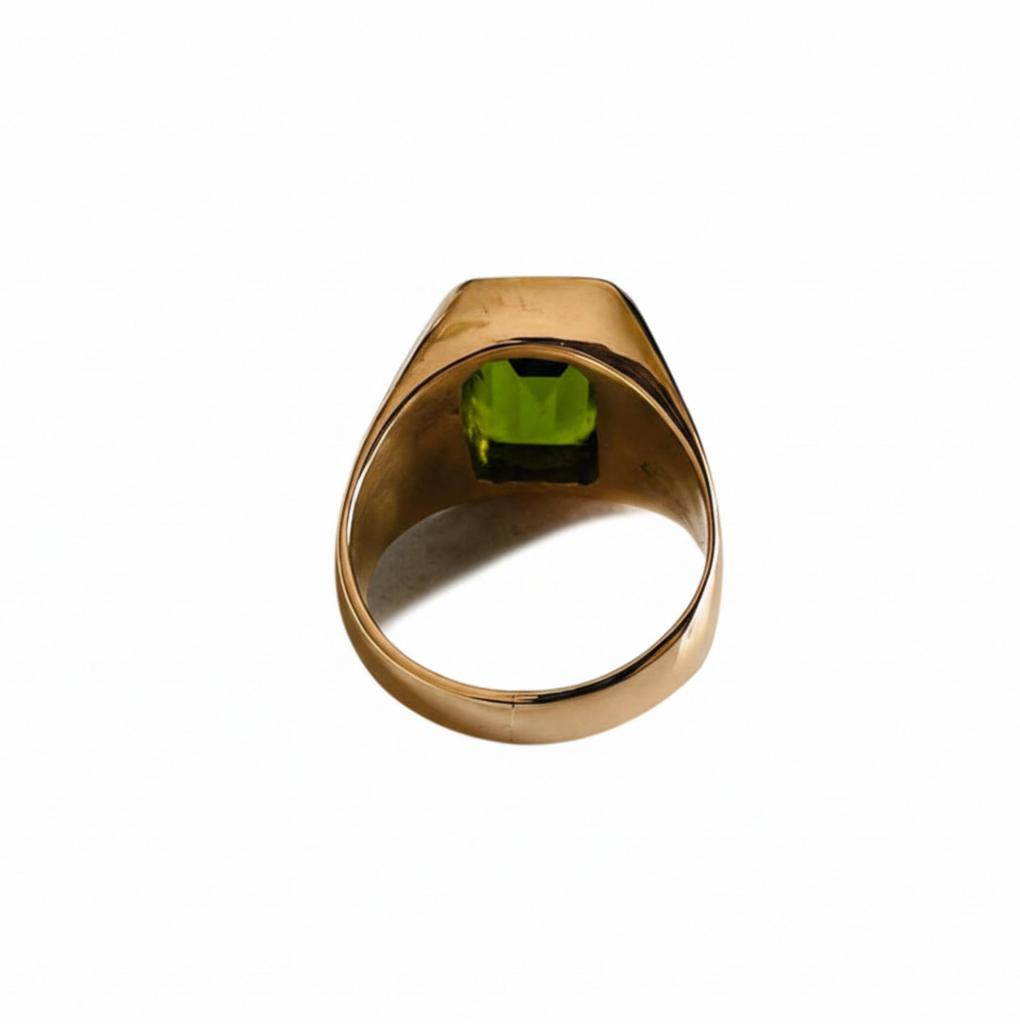 Emerald Cut Green Peridot Signet Ring, 925 Solid Sterling Silver, Large Rectangular Peridot Ring, Handmade Jewelry