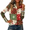 Damen Strickoberteil mit Weihnachtsdruck, Langarm, Lässige Feiertagsbluse für festliche Anlässe