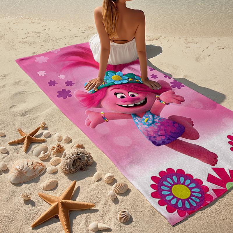 Ultra-Soft Beach Towel with Trolls Theme,Ideal for Pool - Camping, Diving - Perfect Travel Essential, Vibrant Beach Towel.