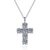 Women's Geometric 925 Sterling Silver Cross Pendant Necklace with 3 Carat Moissanite