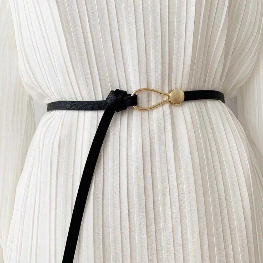 Solid Color Knotted Belt PU Leather Dress Belt New Waist Chain  for Jeans
