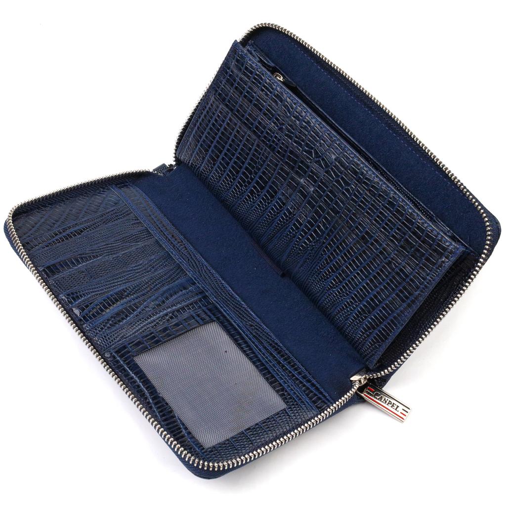 Geräumige Clutch für Damen aus echtem Leder mit Prägung CANPELLINI 21919 Blau