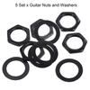 uxcell Set of Guitar Nuts Guitar Jack Socket for Electric Guitars and Basses 5-Piece & Washers, M9, Input/Output Nuts, Black,