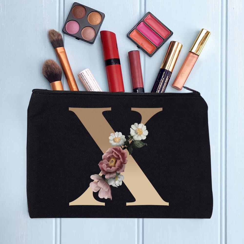 Damen Kosmetiktasche Make-up Tasche Weiblich Initialen Namensbuchstaben Muster Lippenstift Taschen Handtaschen Reißverschluss Federmäppchen für das Büro
