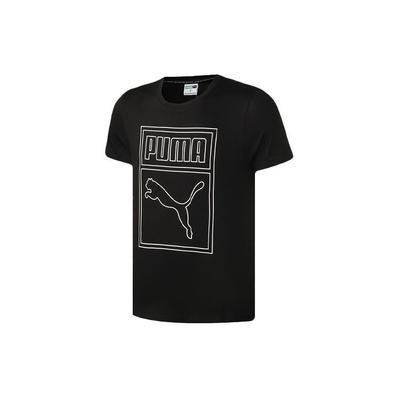 Big Logo Print Loose Round Neck Short Sleeve T-shirt Men Tops Black 598245-51
