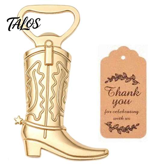 Bulk Metal Bottle Openers Cowboy Boot Opener, Durable Zinc Alloy Western Theme with Rustic Baby Shower Gift Ideas Thank You Card, Unique Party Favors