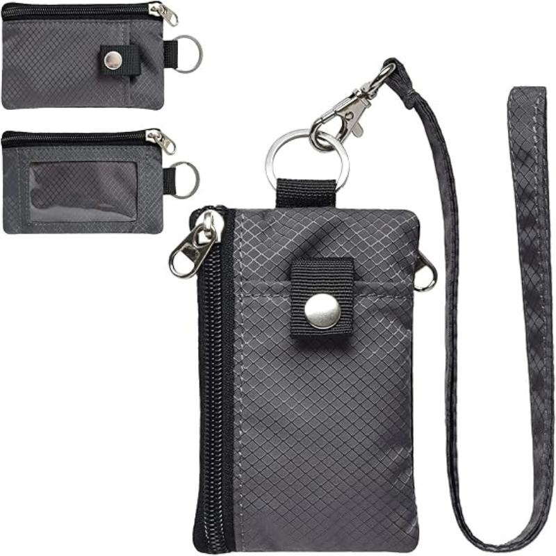 Badge Holder With Id Window Small Wallet Waterproof Anti-Theft Travel Keychain Wallet Men Women Slim Zip Card Lanyard Wallet