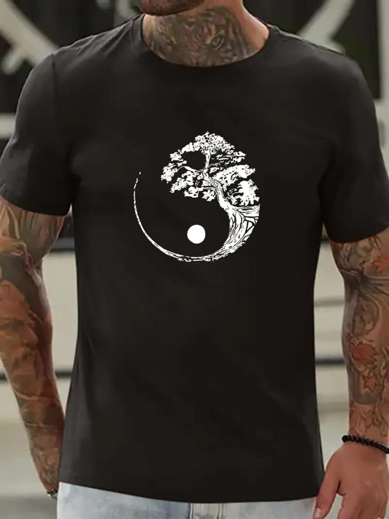 

Men s Tai Chi Graphic T Shirt Cotton Crew Neck Casual Muscle Tee AL03 Top S разноцветный